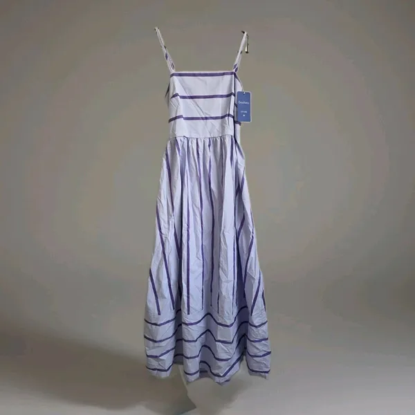 ChouYatou Purple Stripe Maxi Sundress NEW Women Size Medium As Seen On tiktok - Image 2