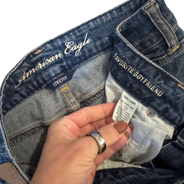 American Eagle Favorite Boyfriend Jeans Stretch Blue Low Rise‎ 8S 8 Short Y2K - Image 3