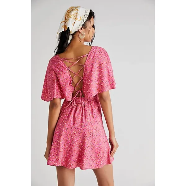 Free People Florence Floral Smocked Flutter Sleeve Mini Dress Size Small - Image 2