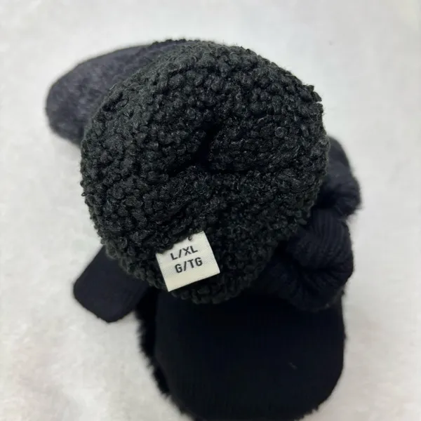 UGG Luxe BLACK‎ FAUX FUR FUZZY WOOL BLEND MITTENS WITH SHERPA LINING size L/XL - Image 4