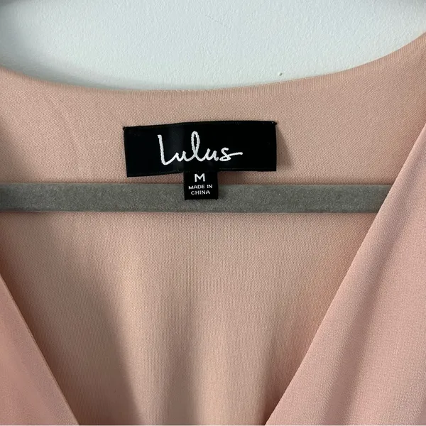 Lulu’s Wonderous Water Lilies Blush Pink Long Sleeve V Neck Maxi Dress NWT M - Image 4