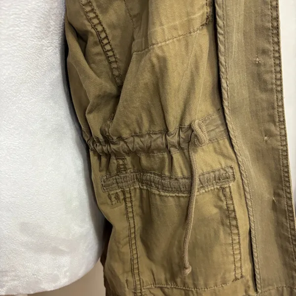J.‎ Crew Jacket Brown Button Up Lightweight Utility Drawstring Waist Military S - Image 3