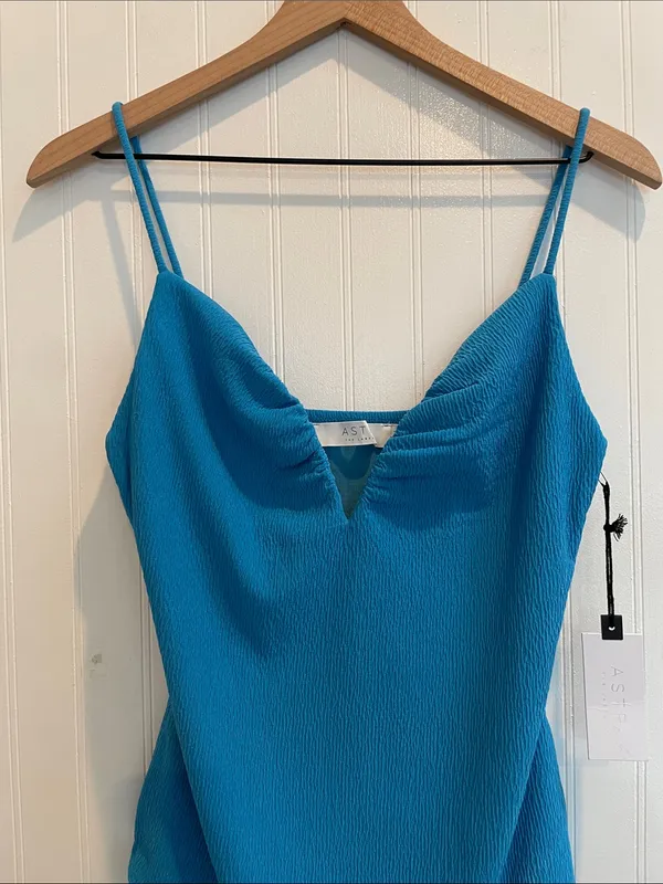 ASTR The Label Fia Bodysuit Plunging Neckline in Ibiza Blue Size L NWT - Image 4