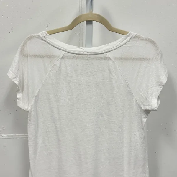 Garnet Hill‎ Linen Modal Blend Boxy Scoop Neck Raglan Short Sleeve Tee Small Wht - Image 4