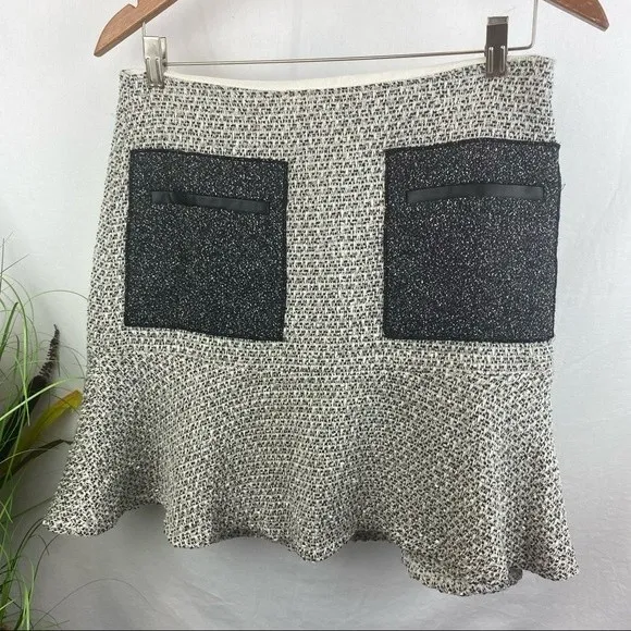 Ann Taylor SET Gray Woven Collarless Parchwork Jacket & Skirt NEW - Image 6