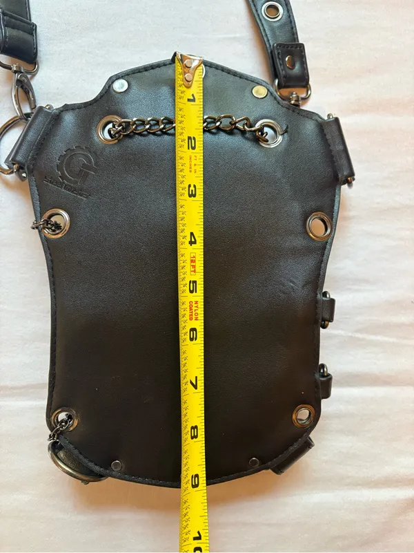 Steel Master Skull Studded Gothic Steampunk Crossbody Hip Holster Bag - Image 6