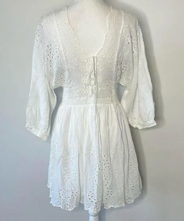 Free People White Eyelet Lottie Dress - Image 12