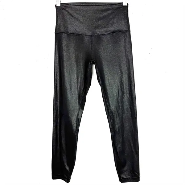 Lululemon Align High Rise Pants 25" Shine Radiate Foil Print Black Yoga Size 6 - Image 4