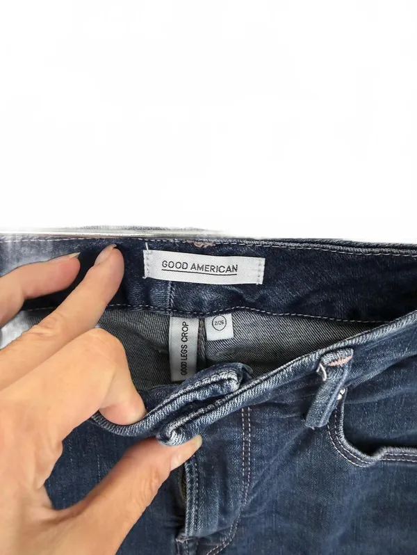 Good American Dark Blue Denim Skinny Jeans Crop Size 26 - Image 2