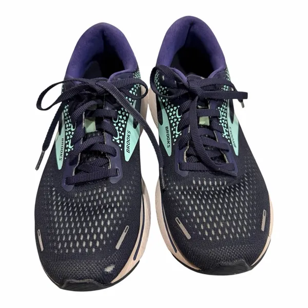 Brooks Ghost Neutral Running Shoes Womens 8.5 Medium Navy Teal Cushioned Trainer - Image 3
