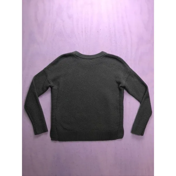Madewell Crewneck Sweater Womens XS Green Excellent Textured Knit High Low Hem‎ - Image 9