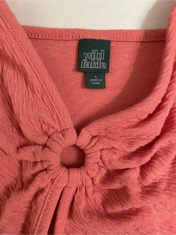 Wild Fable Bodysuit Textured peach color Knot-Front Top size L NWT - Image 4