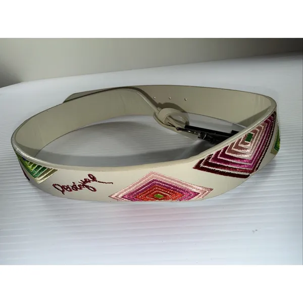 Unique Desigual Authentic White‎ Brightly Embroidered Belt Boho - Image 2
