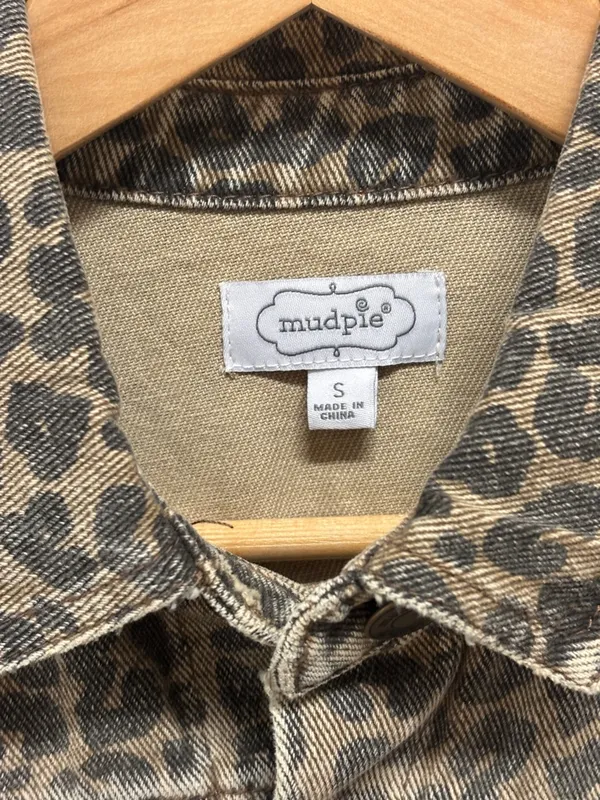 Mud Pie Leopard-Print Denim Jacket - Tan & Black - Image 2
