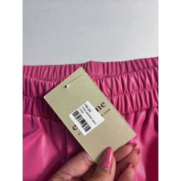 NWT ee:some Faux‎ Leather High Waisted Shorts Hot Pink Elastic Waist Size Large - Image 4