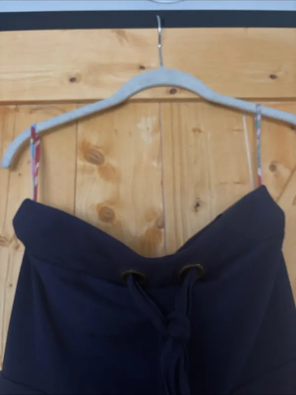 Anthropologie Allihop Navy Strapless Tie Front Babydoll Mini Dress‎ M - Image 8