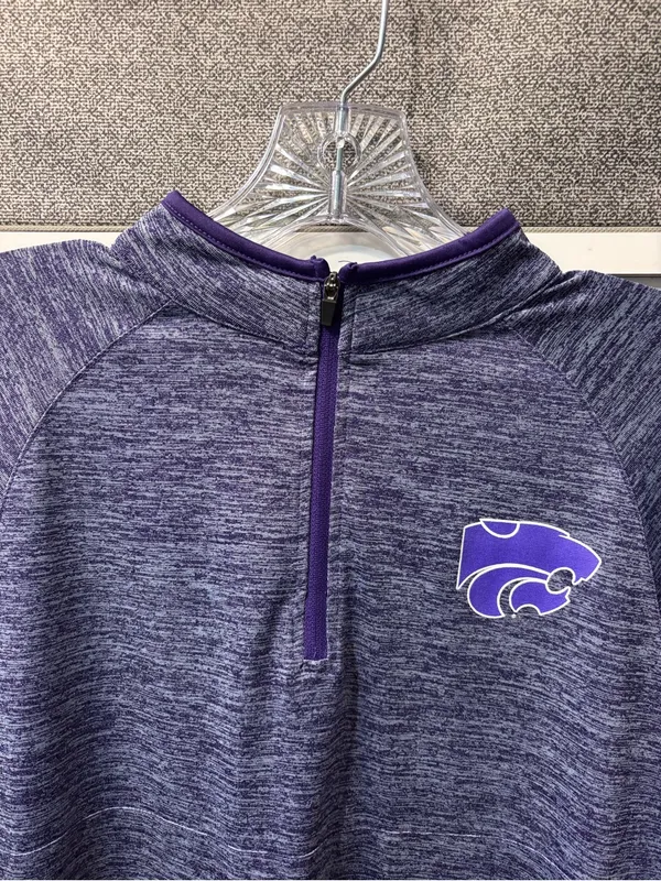 Colosseum Purple Heather 1/4Zip Long Sleeve Pullover Kansas State Wildcats Sz S - Image 4
