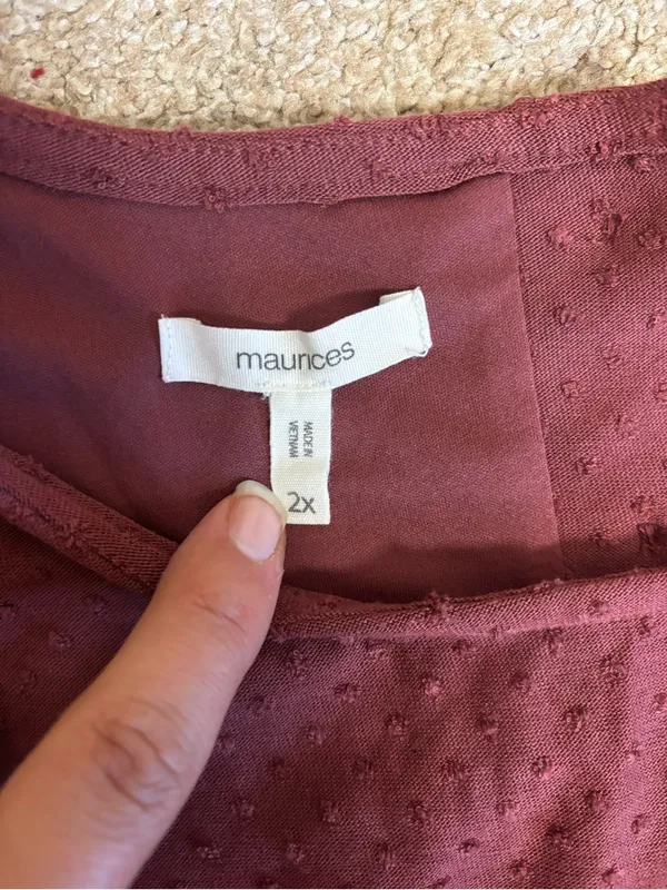 Maurices Rust Maroon Burgundy Swiss Dot Tiered Sleeveless Casual Dress - Image 4