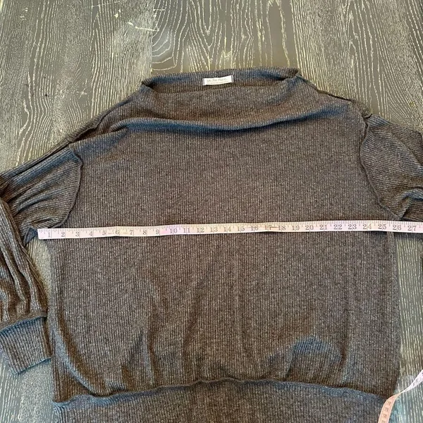 We The Free Free people waffle knit grey thermal crewneck small pullover - Image 9