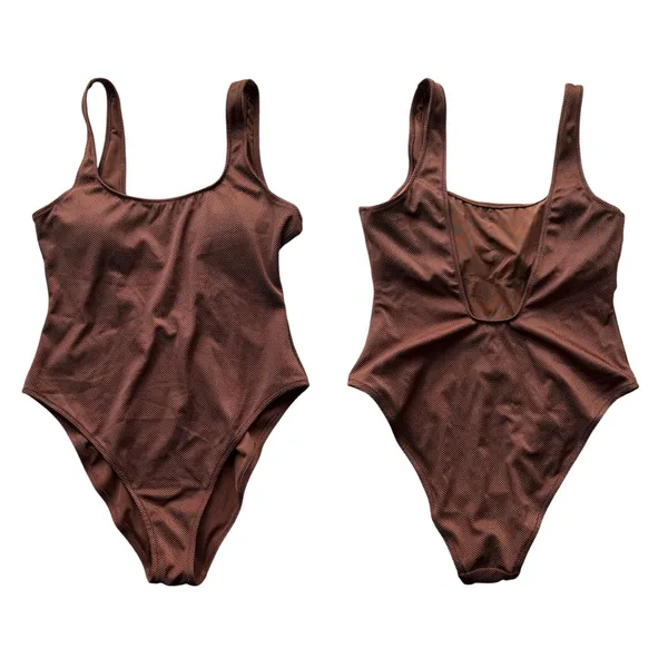 Aerie One Piece Cheekiest Swimsuit Pique Babewatch Brown Size Large Swimwear - Image 8