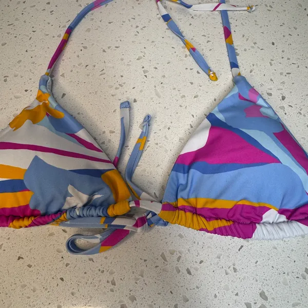 Roxy Womens Multicolor Abstract‎ Geometric Triangle Halter Bikini Top Small S - Image 2