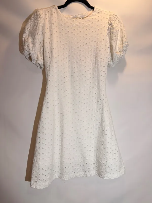 Free People Apricot Rose Sky Blue Puff Sleeve Ruffle Mini Dress Size XS - Image 12