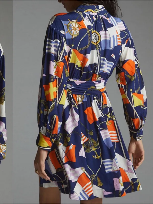 Anthropologie Maeve NEW Nautical Navy Mini Shirtdress - Image 3