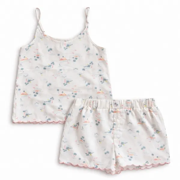 RAE DUNN Womens Pajama Set Sleepwear Tank Shorts Tropical Flamingo Palm‎ Tree M - Image 2