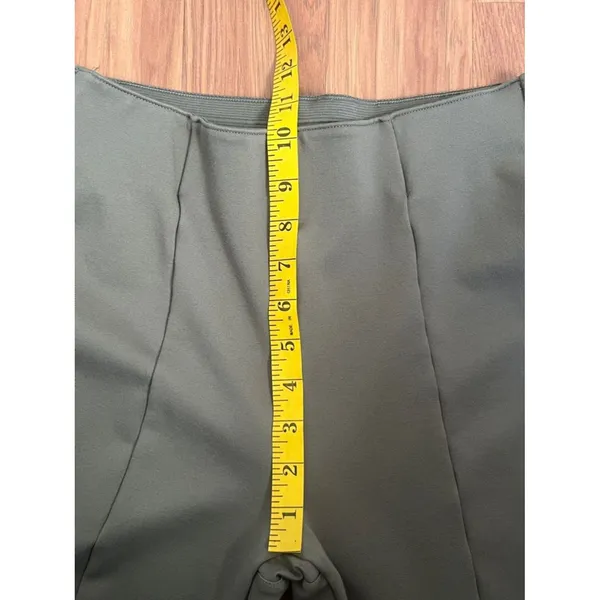 Abercrombie & Fitch Olive Green High Rise Flare Pants Pleat Split Hem Size M - Image 7