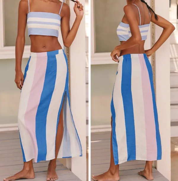 Anthropologie Celandine Linen Blend Breezy High-Slit Maxi Skirt, Size M/L - Image 2