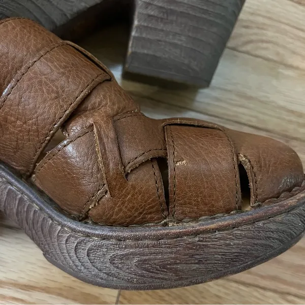 Born Pollina Platform Mules Clogs Brown Woven Leather Size 10 - Image 10