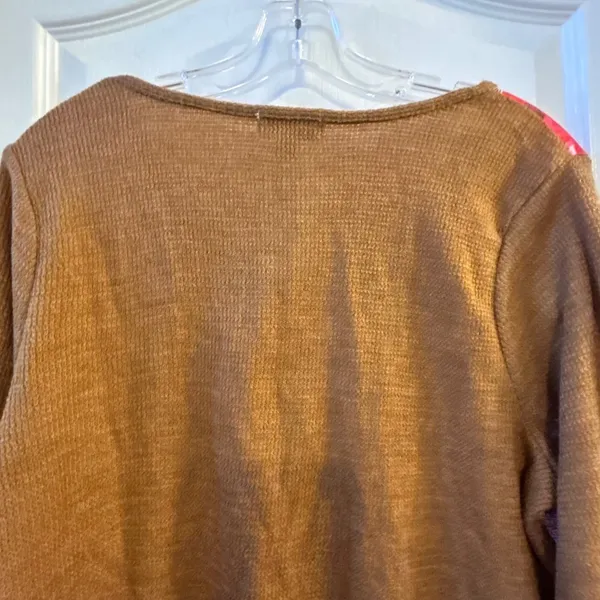 One World XL Brown Embellished Floral Print Long Sleeve Scoop Neck Tunic Top‎ - Image 9
