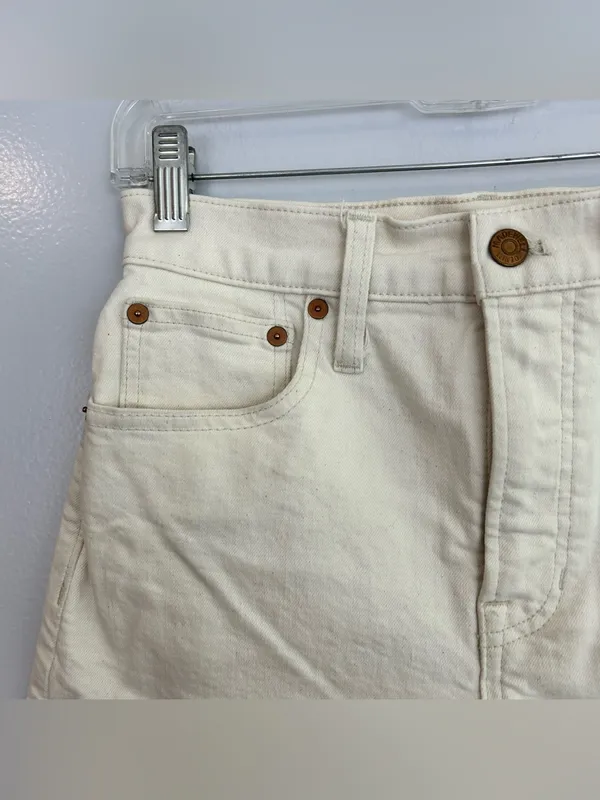 Madewell Ivory Raw Hem The Perfect Denim Jean High Wasited Frayed Shorts Size 25 - Image 2
