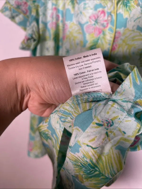 Crafted By Mahogany Womens Pajama Set Green Hawaiian Floral Xl Cotton - Image 3
