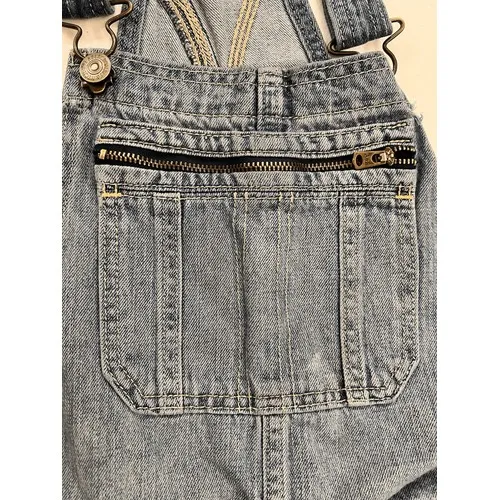 Abercrombie & Fitch Medium Wash Denim Shortalls Overalls XS Utility Bib‎ Pocket - Image 7
