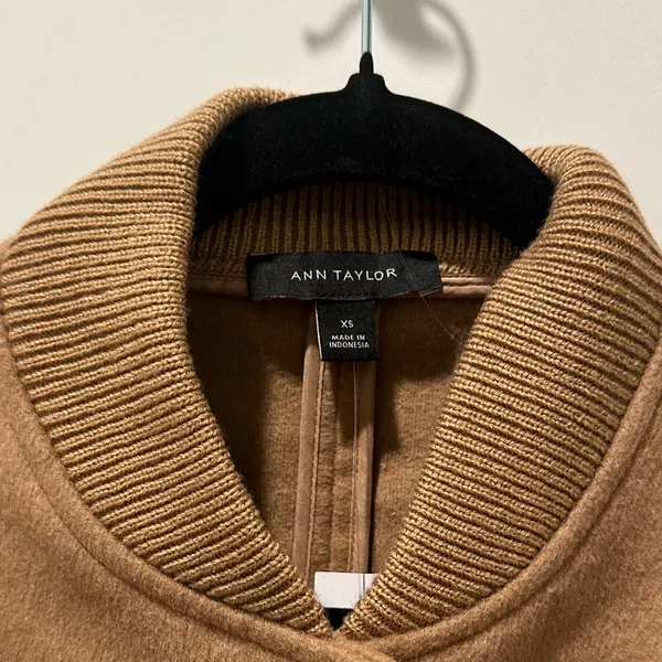 Ann Taylor Snap Front Bomber Tan Jacket - Image 3