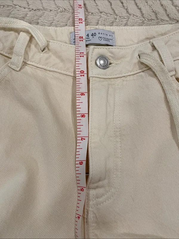 Primark Cream Drawstring Cotton Shorts size 4 - Image 7