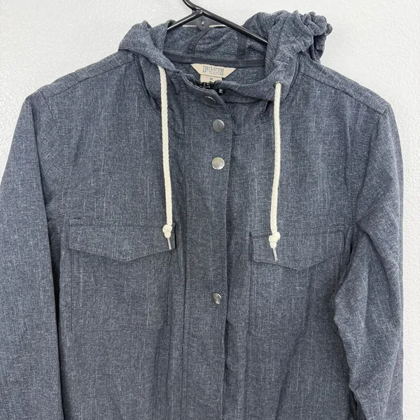 Duluth Trading Jacket Womens Medium Gray Mist Master Hooded Utility Parka - Image 2
