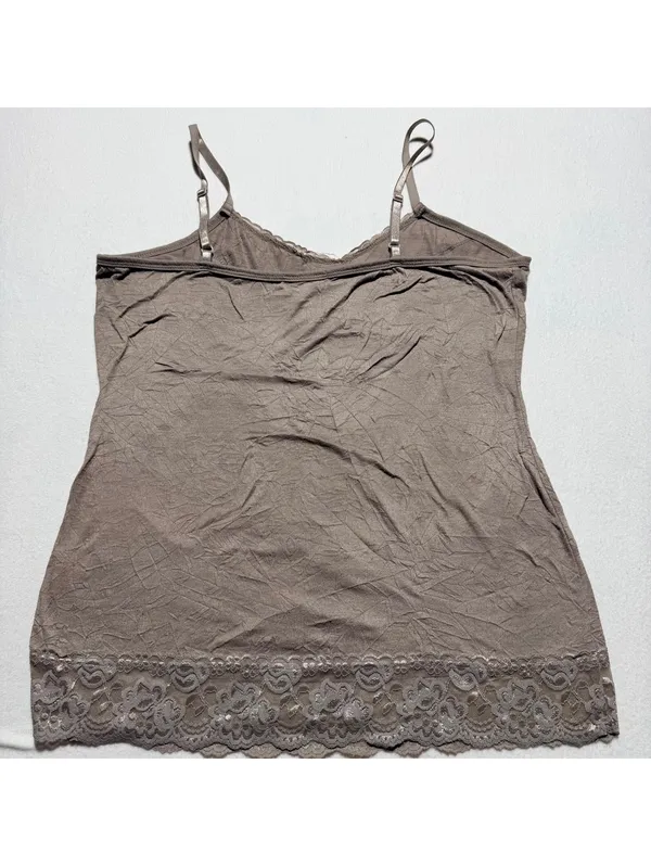 Brown Lace Trim Camisole Tank Top - Image 4