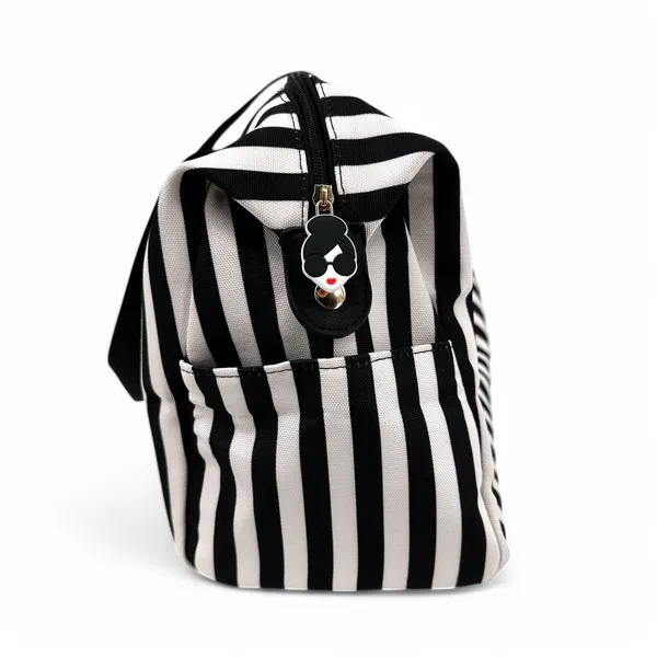 Alice + Olivia Duffle Bag Black and White Positano Stripe Weekender Tote - Image 13