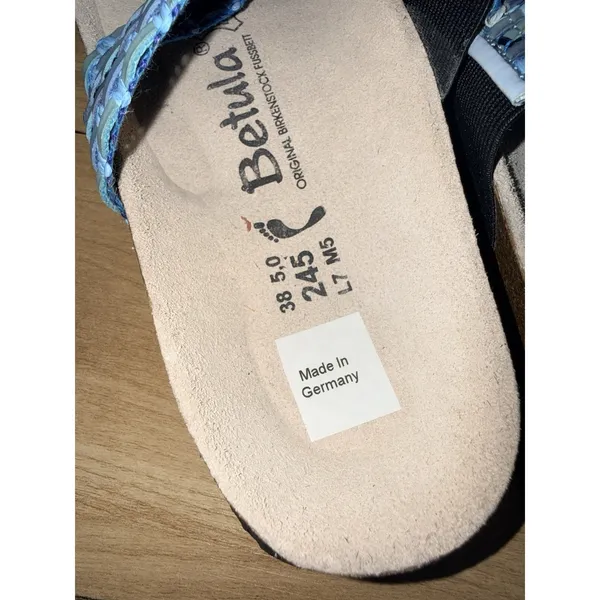 Birkenstocks Betula Women's Size 38 Blue Aztec Strap Comfort Casual Sandals NWT‎ - Image 2