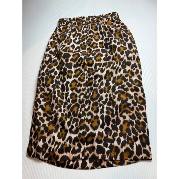 J. Crew Leopard Print Midi‎ Skirt Women Size 2 Linen Blend Lined - Image 6