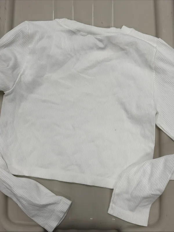 Women's Ribbed Long-Sleeve Cropped Top - White Aritzia large seamless - Image 5