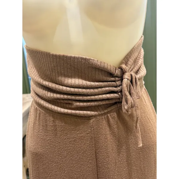 Forever 21 brown ribbed wide-leg lounge pants — Size XS - Image 4
