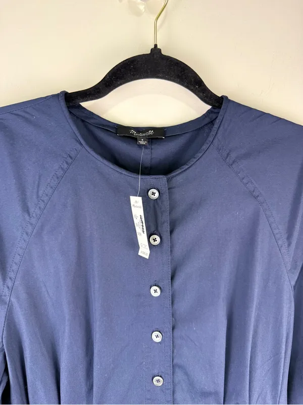 Madewell Navy Button-Front Tunic Dress - Image 3