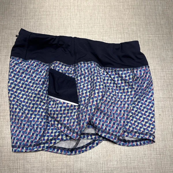 Athleta Vivid Ready Set‎ Go Blue Geometric Print Athletic Running Shorts Size Xs - Image 4