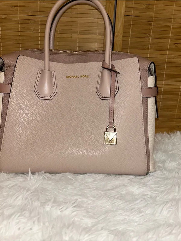 Michael Kors Mercer tote bag Pebble Leather Pink, White Beige Purse handbag - Image 2
