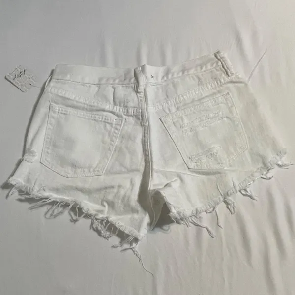 Free People Loving Good Vibrations Cutoff Shorts White 24 NWT - Image 9