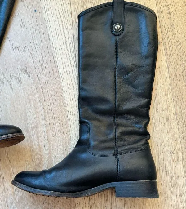 Frye Melissa 77167 Black Riding Boots Women Size 6 Leather Classic Festival Boho - Image 4