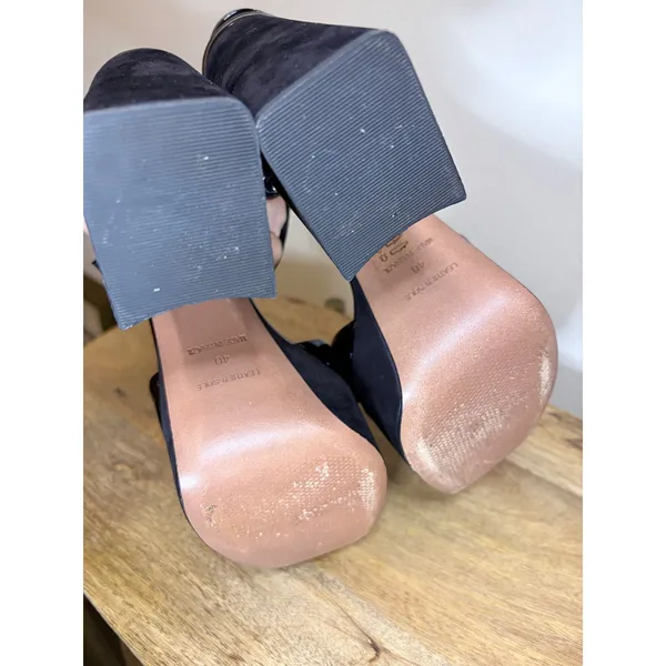 Maeve Black Patent Leather Platform Sandals 40 Block Heel 70s Disco Bratz - Image 11